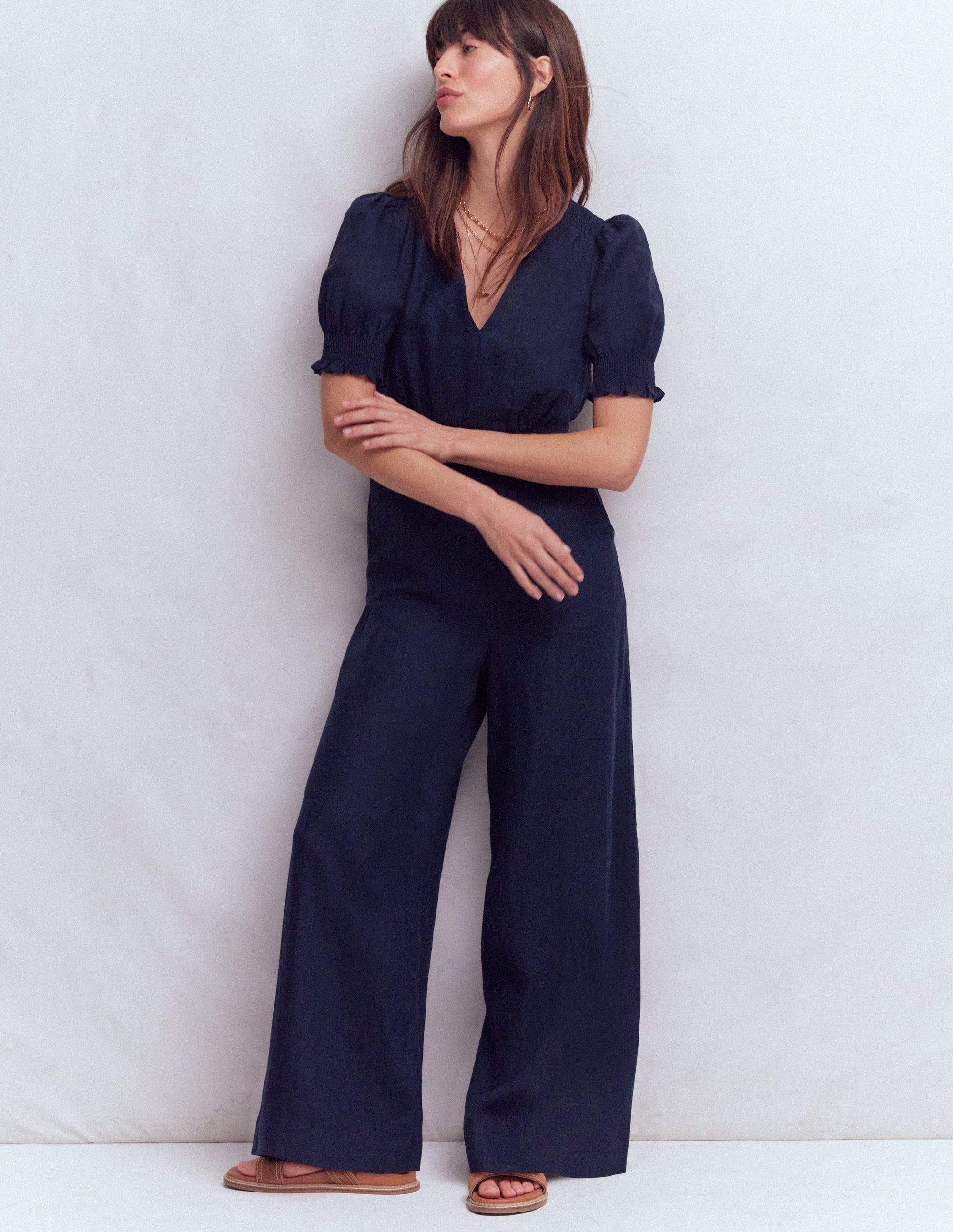 Anna Linen Jumpsuit-Navy