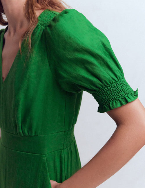 Anna Linen Jumpsuit-Amazon Green