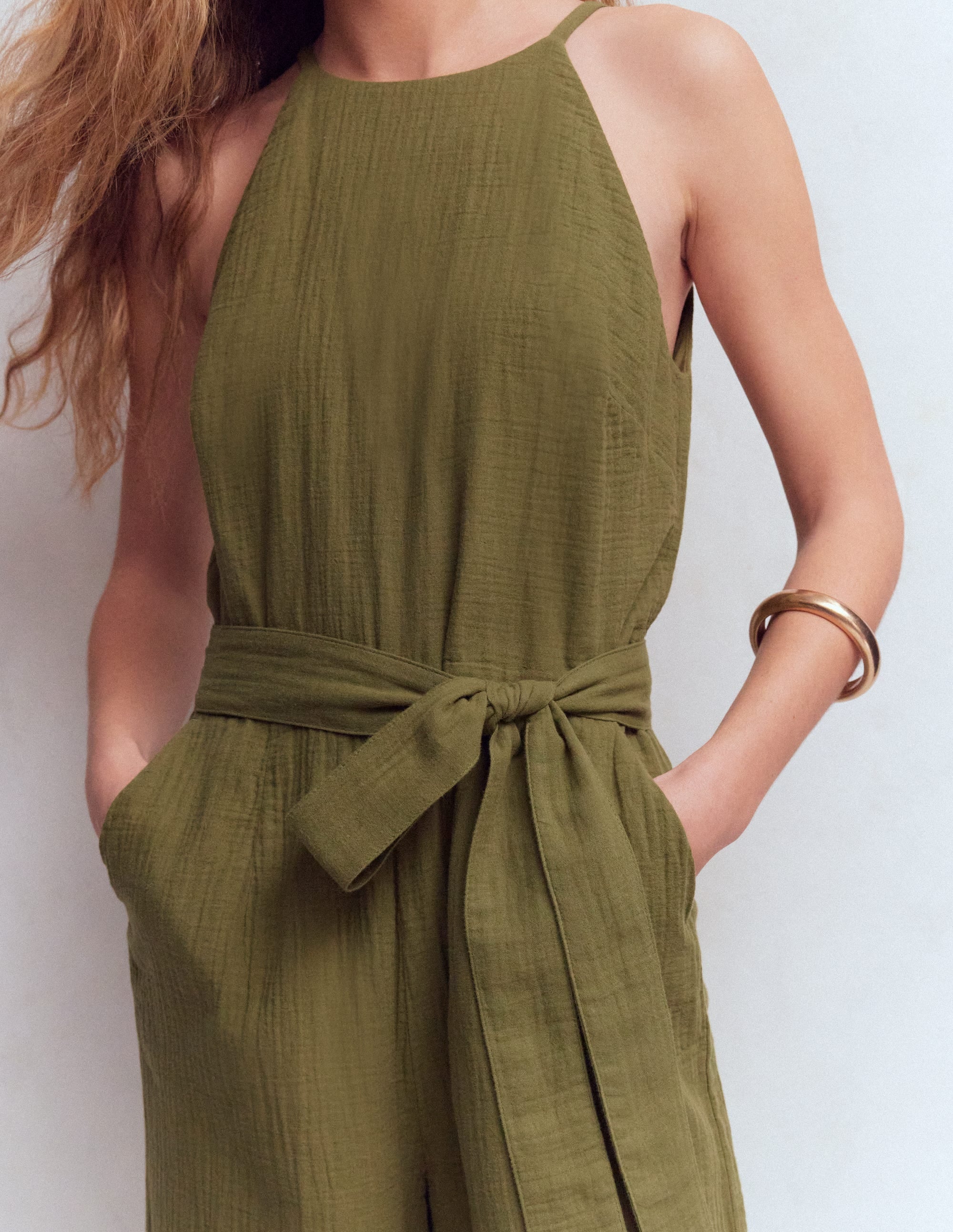 Rosa Double Cloth Jumpsuit-Olive