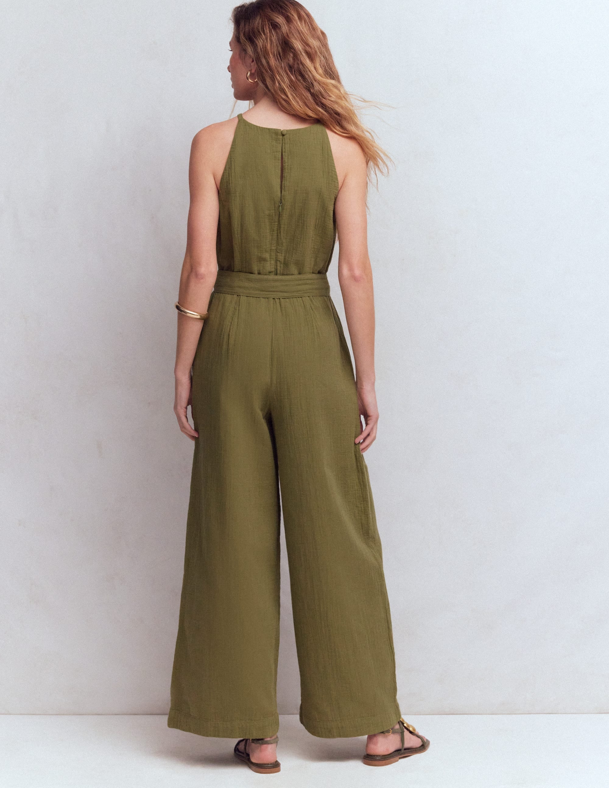 Rosa Double Cloth Jumpsuit-Olive