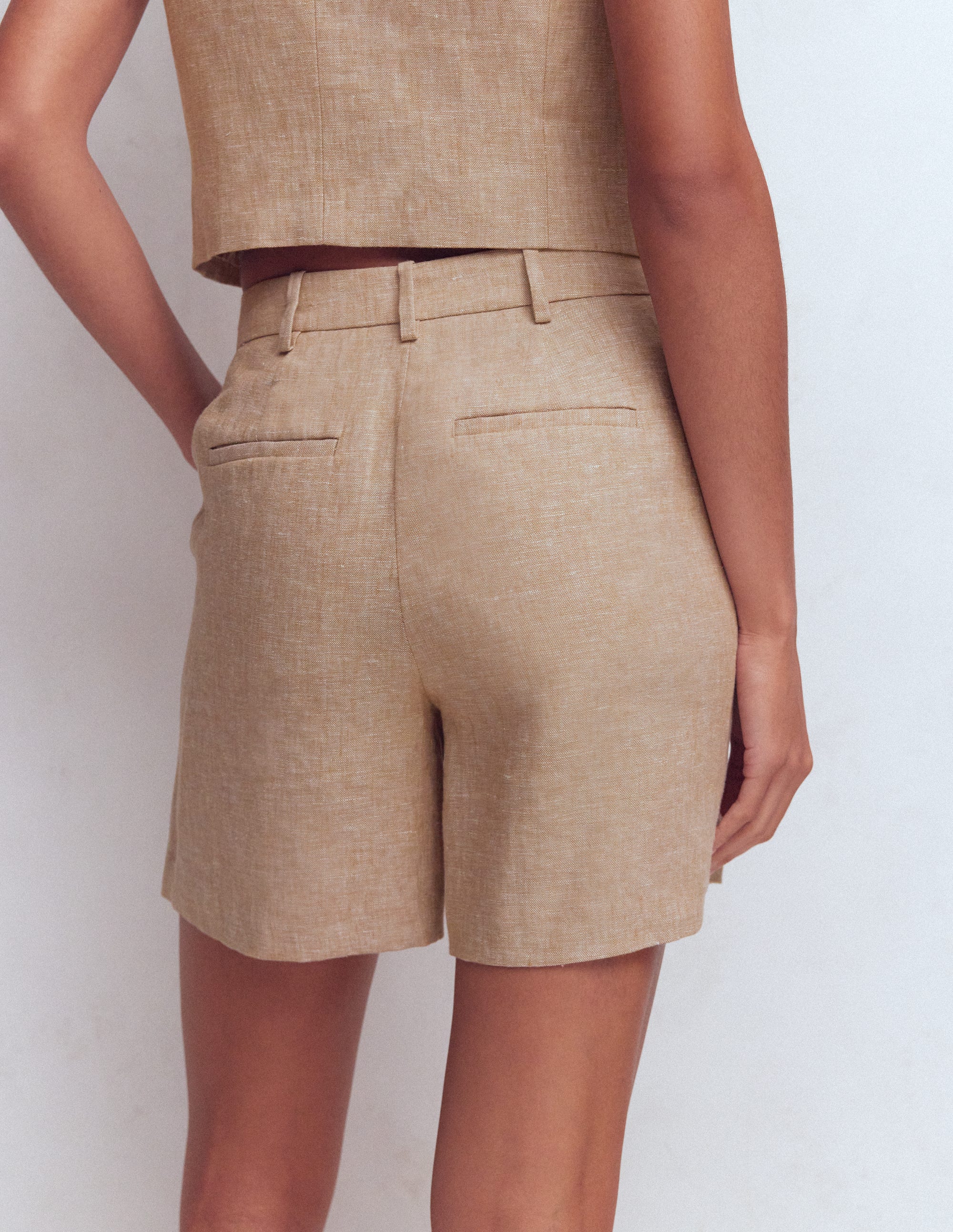 Belgravia Linen Shorts-Amphora Chambray