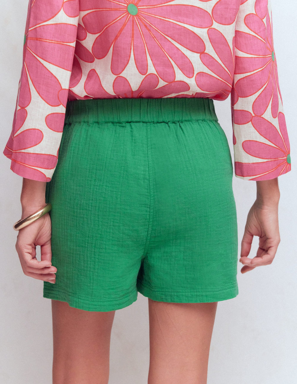 Pull-on Double Cloth Shorts-Shamrock Green