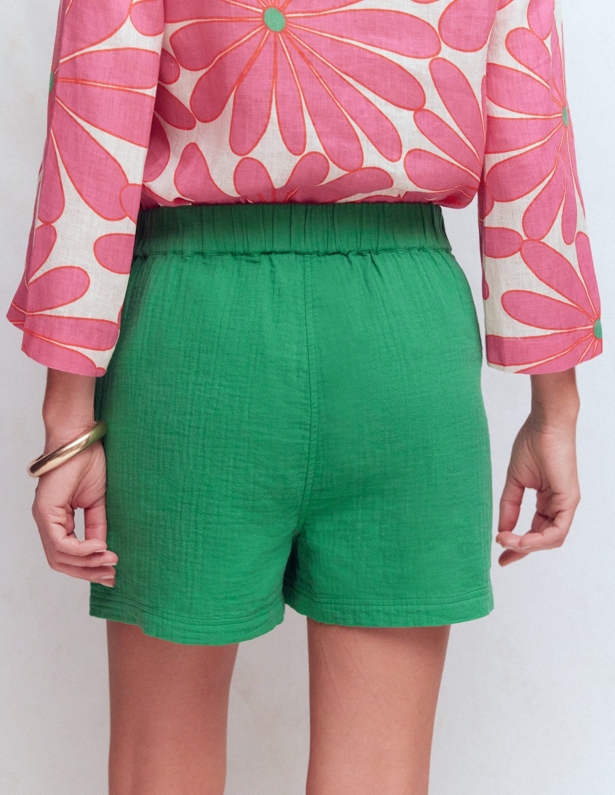 Pull-on Double Cloth Shorts-Shamrock Green