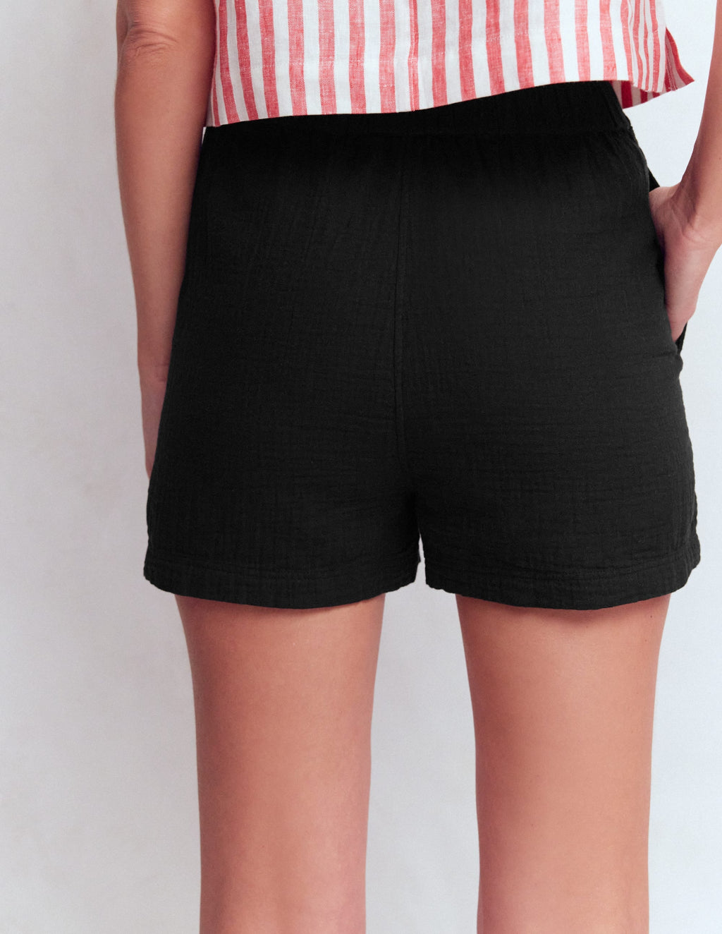 Pull-on Double Cloth Shorts-Black
