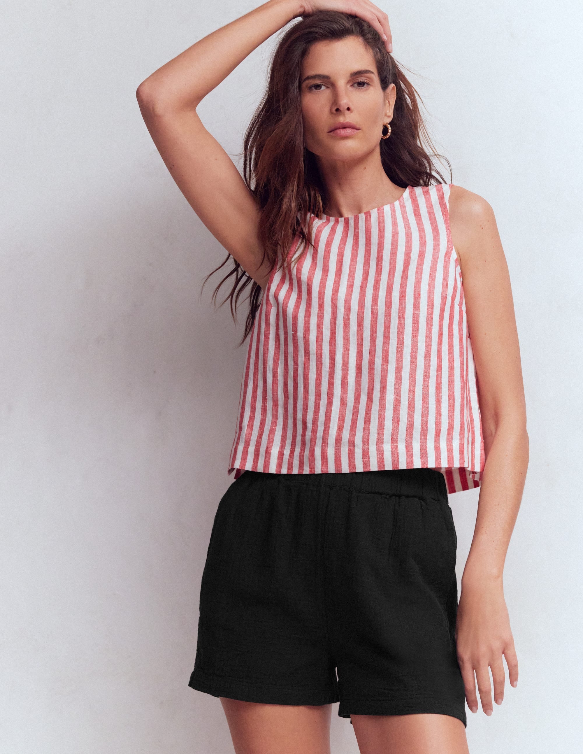 Pull-on Double Cloth Shorts-Black
