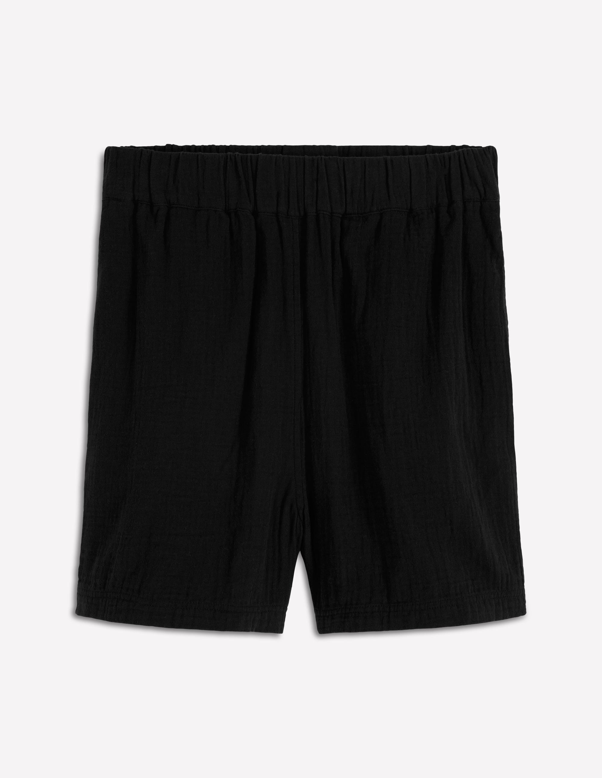 Pull-on Double Cloth Shorts-Black